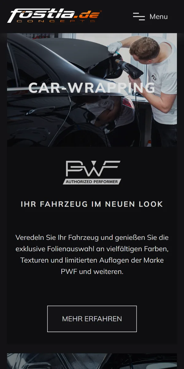 Leistung Car-Wrapping auf fostla.de am Smartphone